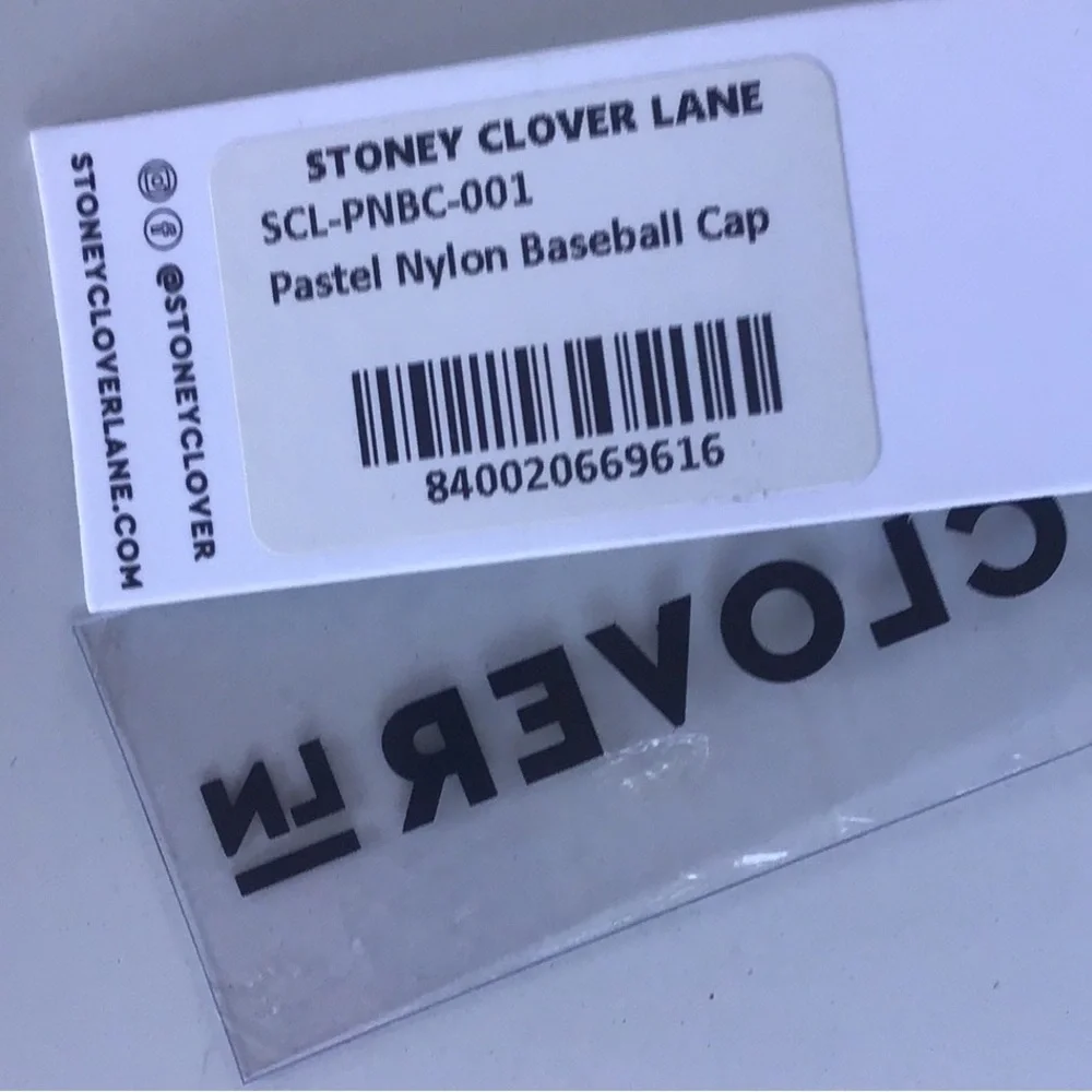 Stoney Clover Lane pastel baby blue nylon baseball cap I heart tennis racket